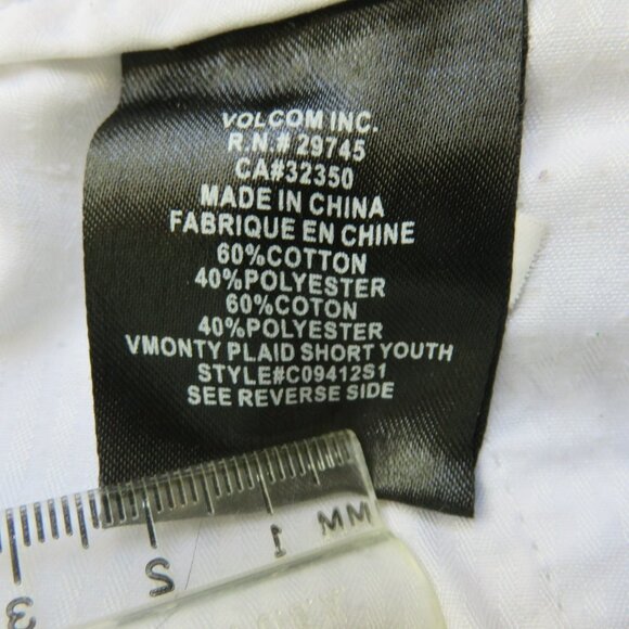 Volcom  Shorts Size 18 Youth 29x10  Plaid White Black Tan Cotton Blend - Picture 8 of 10